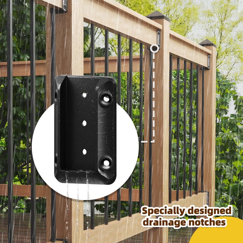 TOSCOCO 20 Pack Deck Railing Bracket Connectors for 2""x4"" (Actually 1.5""x3.5"") Wooden Post, Premium Nylon 6/6 Rail Bracket with 140 Sturdy Galvanized Black Screws for Stair Fence Railings Handrail - Image 5
